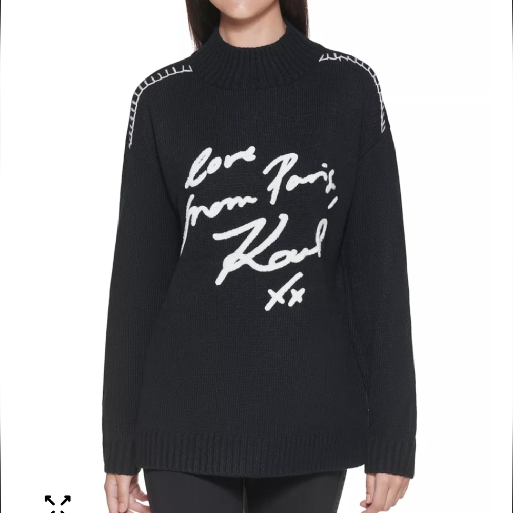 Black Sweater with White Script - image 5